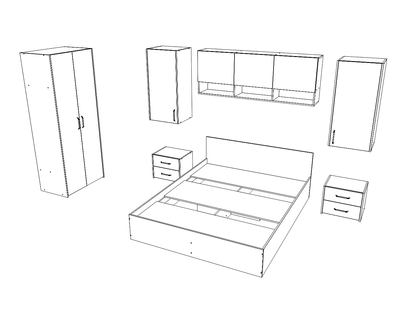Set camera da letto haaus Malmo V17, Letto 200 x 160 cm, Rovere Artisan/Argilla