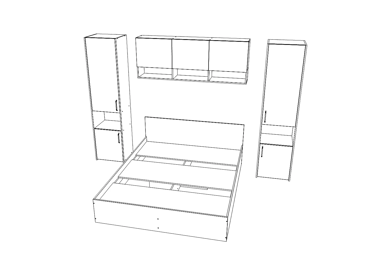 Set camera da letto haaus Malmo V11, Letto 200 x 160 cm, Rovere Bianco/Antracite