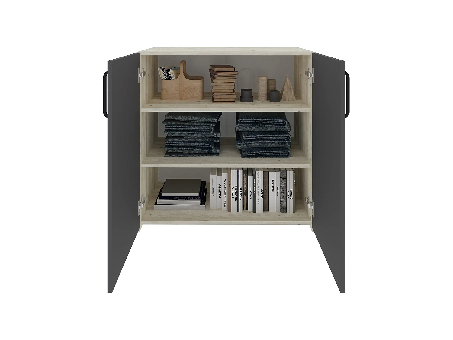 Set camera da letto haaus Malmo V14, Letto 200 x 160 cm, Rovere Bianco/Antracite