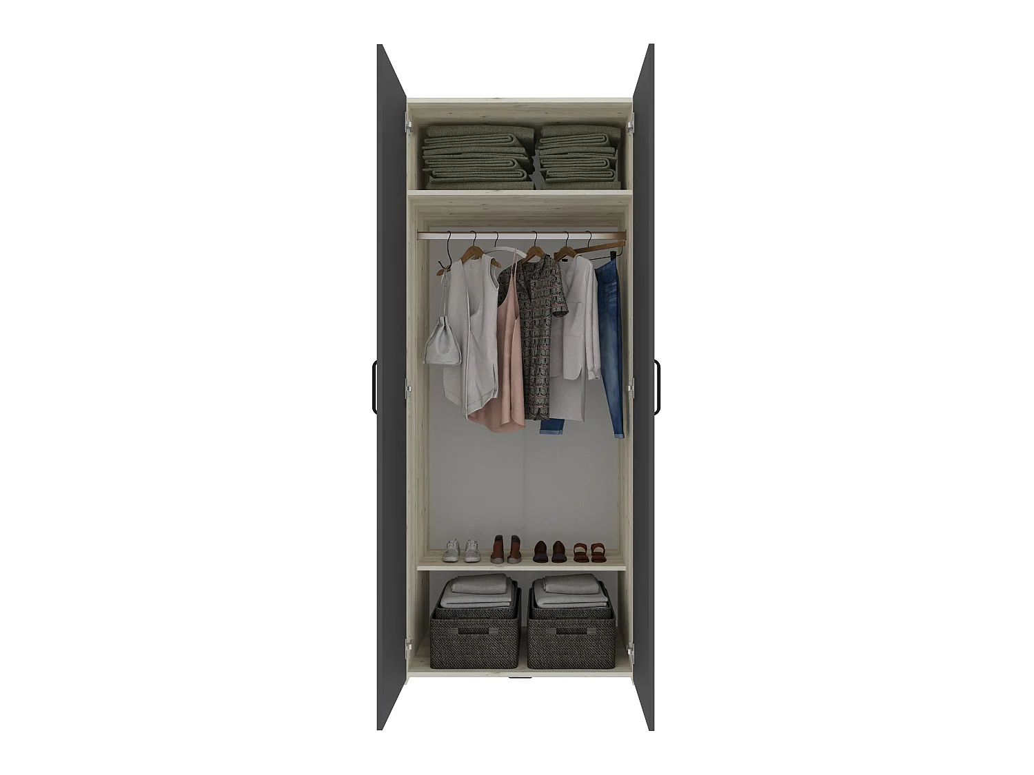 Set camera da letto haaus Malmo V1, Letto 200 x 140 cm, Rovere Bianco/Antracite