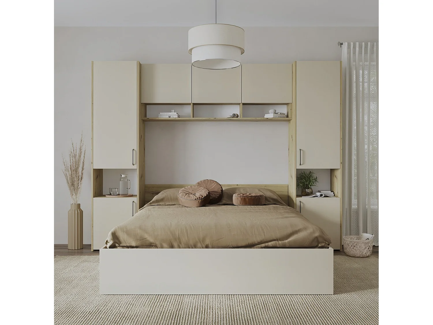 Set camera da letto haaus Malmo V11, Letto 200 x 160 cm, Rovere Artisan/Argilla