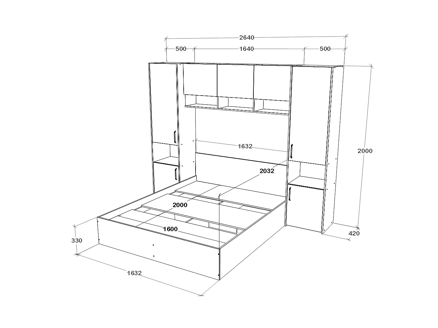 Set camera da letto haaus Malmo V11, Letto 200 x 160 cm, Rovere Artisan/Argilla