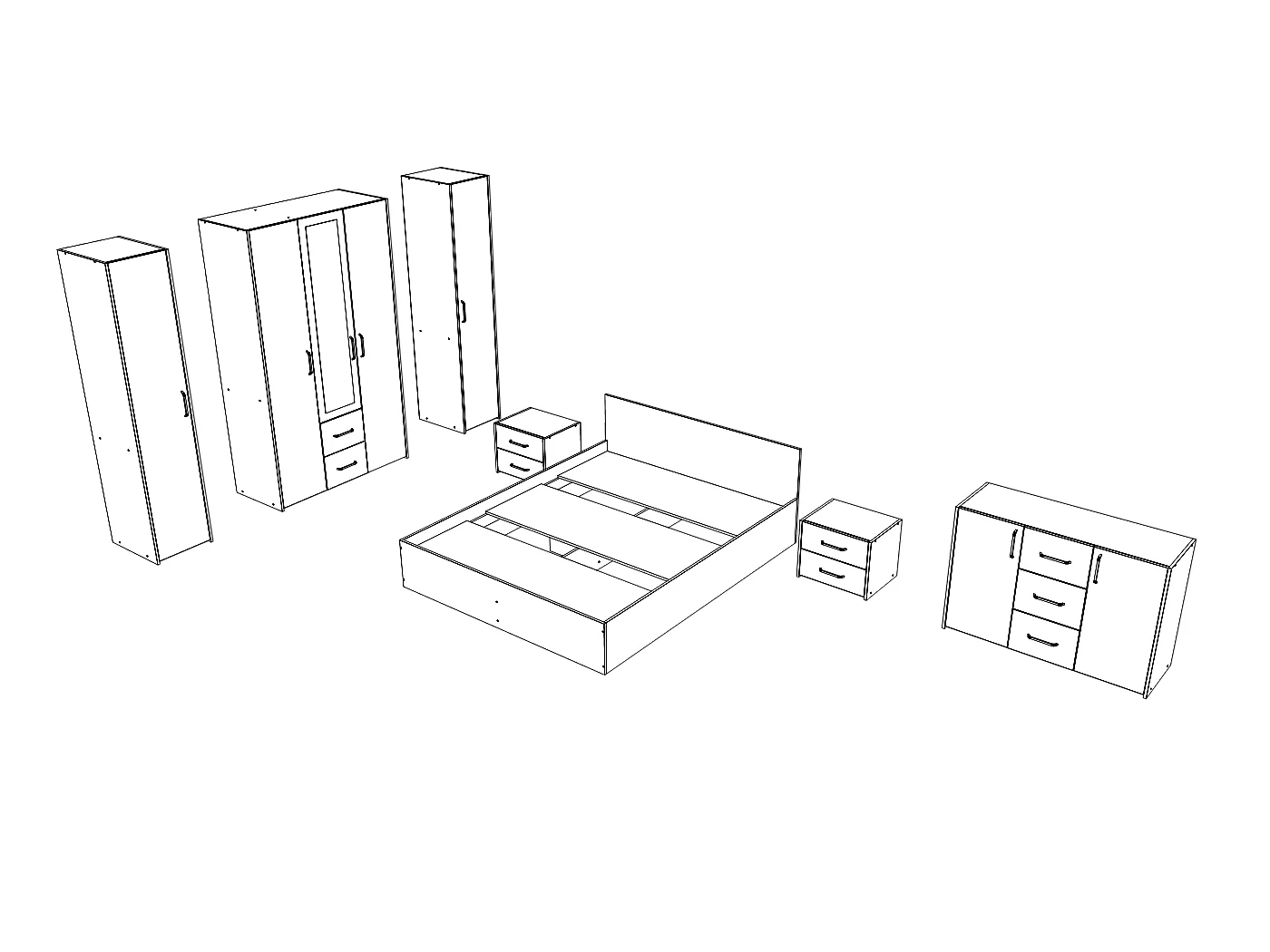 Set camera da letto haaus Malmo V9, Letto 200 x 160 cm, Rovere Artisan/Argilla