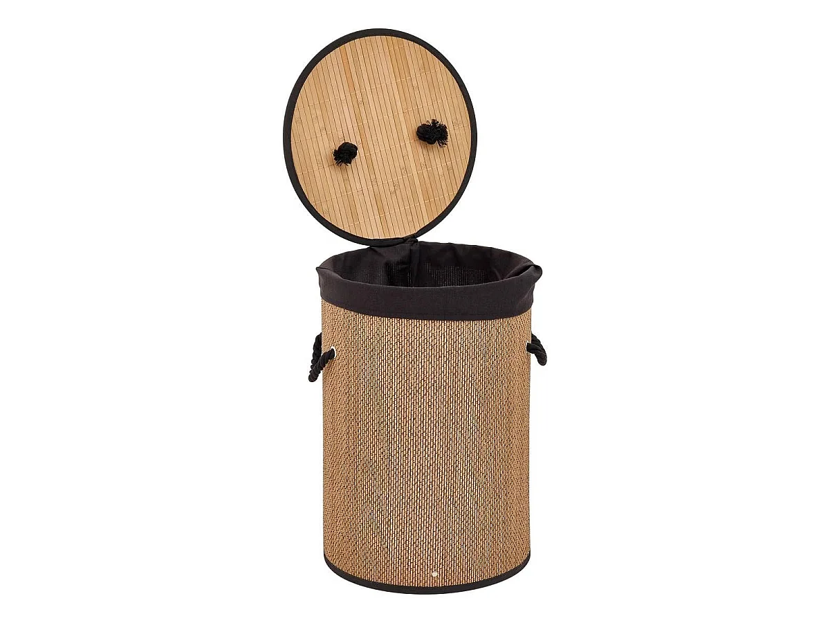 Panier à Linge en Bambou "Stemy" 48L Noir