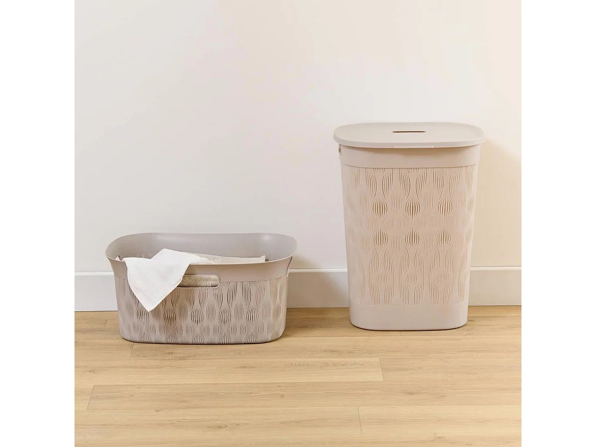Panier à Linge Design "Leaf" 58L Beige