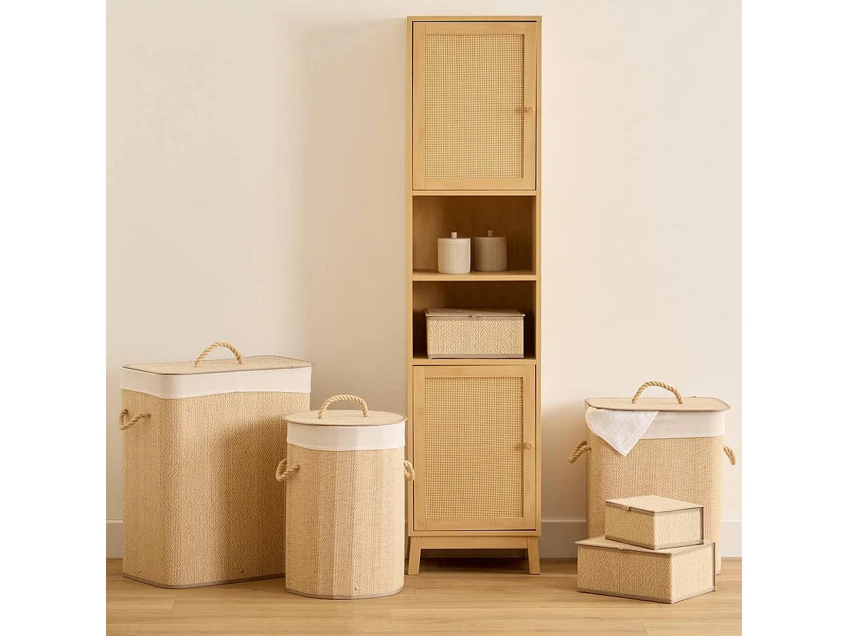 Panier à Linge en Bambou "Stemy" 48L Beige