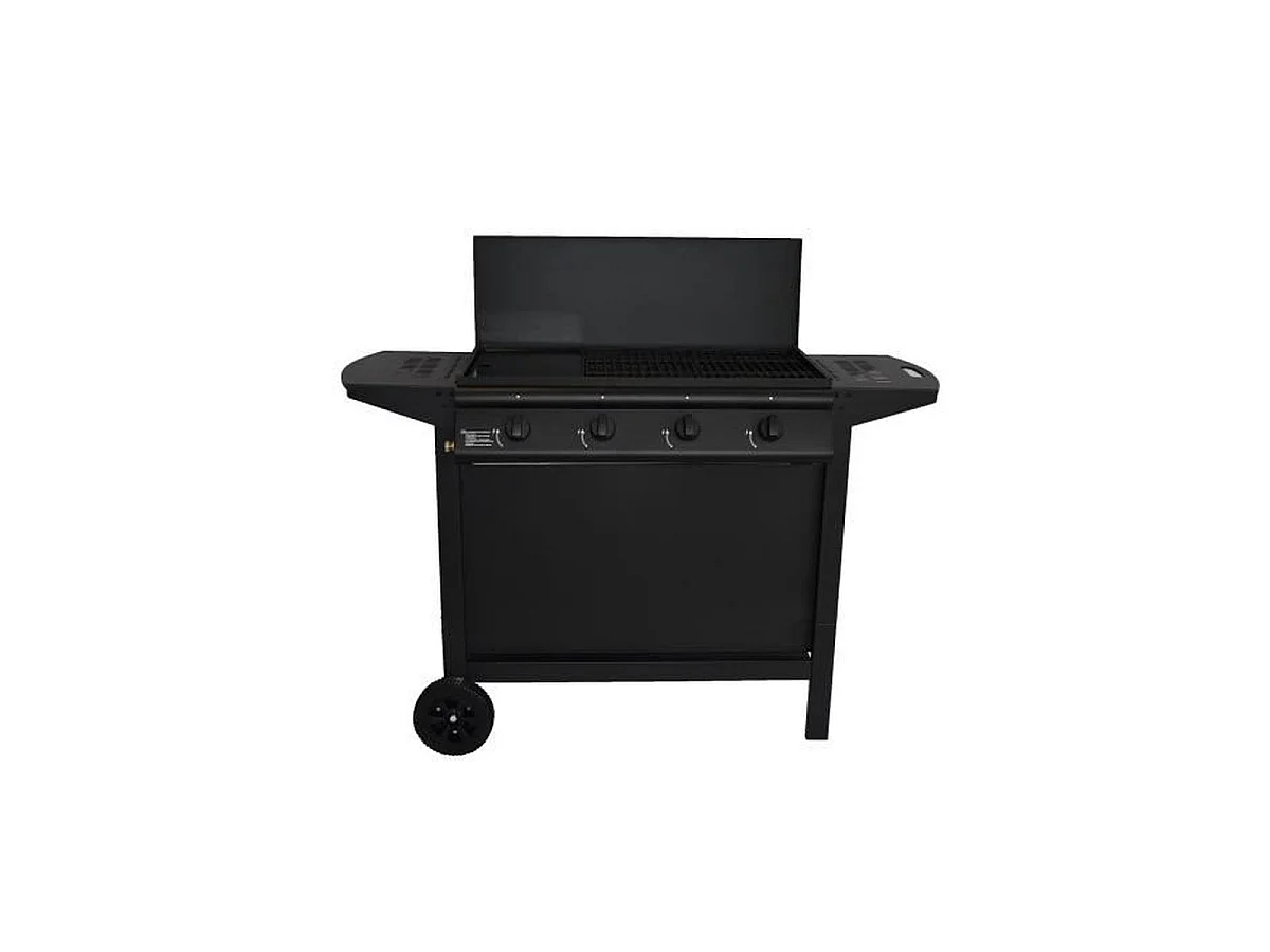 Barbecue à gaz 4 brûleurs GRILL GARDEN GRI3326880021520 avec finition noire mate, hotte et plancha