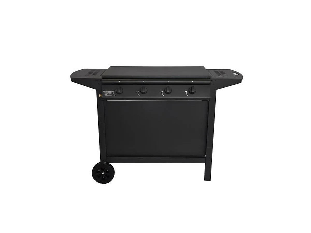 Barbecue à gaz 4 brûleurs GRILL GARDEN GRI3326880021520 avec finition noire mate, hotte et plancha