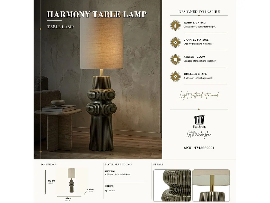 Lampadaire en Céramique "Harmony" 112cm Vert