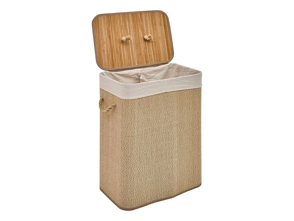 Panier à Linge 2 Compartiments "Stemy" 100L Beige