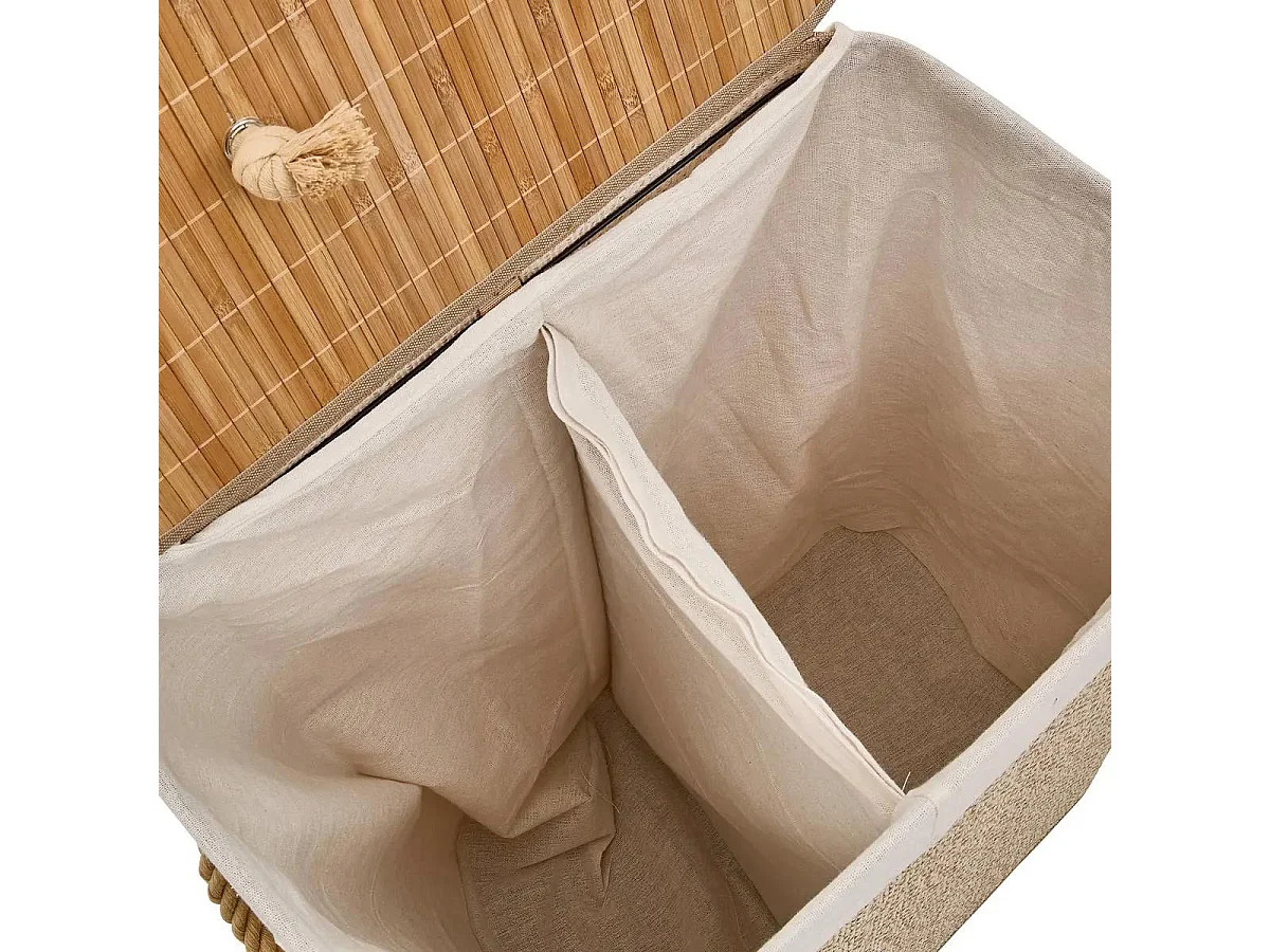 Panier à Linge 2 Compartiments "Stemy" 100L Beige