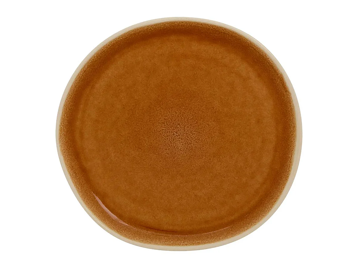Lot de 6 Assiettes à Dessert en Faïence "Wonja" 21cm Ocre