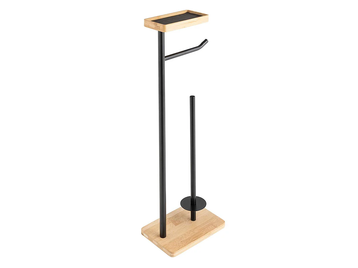 Dérouleur Papier WC en Bambou "Filano" 65cm Noir & Naturel
