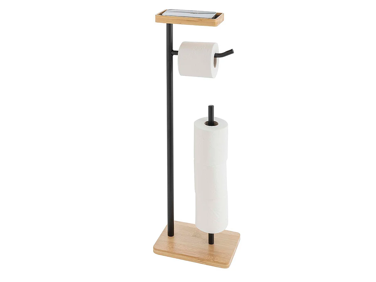 Dérouleur Papier WC en Bambou "Filano" 65cm Noir & Naturel