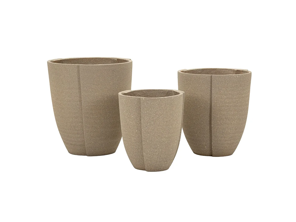 Lot de 3 Cache-Pots "Peru" 50cm Gris