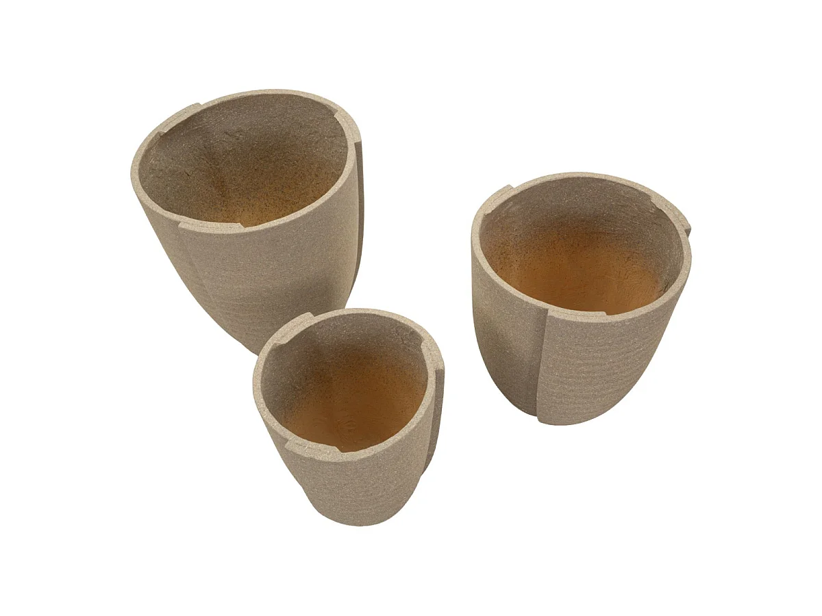 Lot de 3 Cache-Pots "Peru" 50cm Gris
