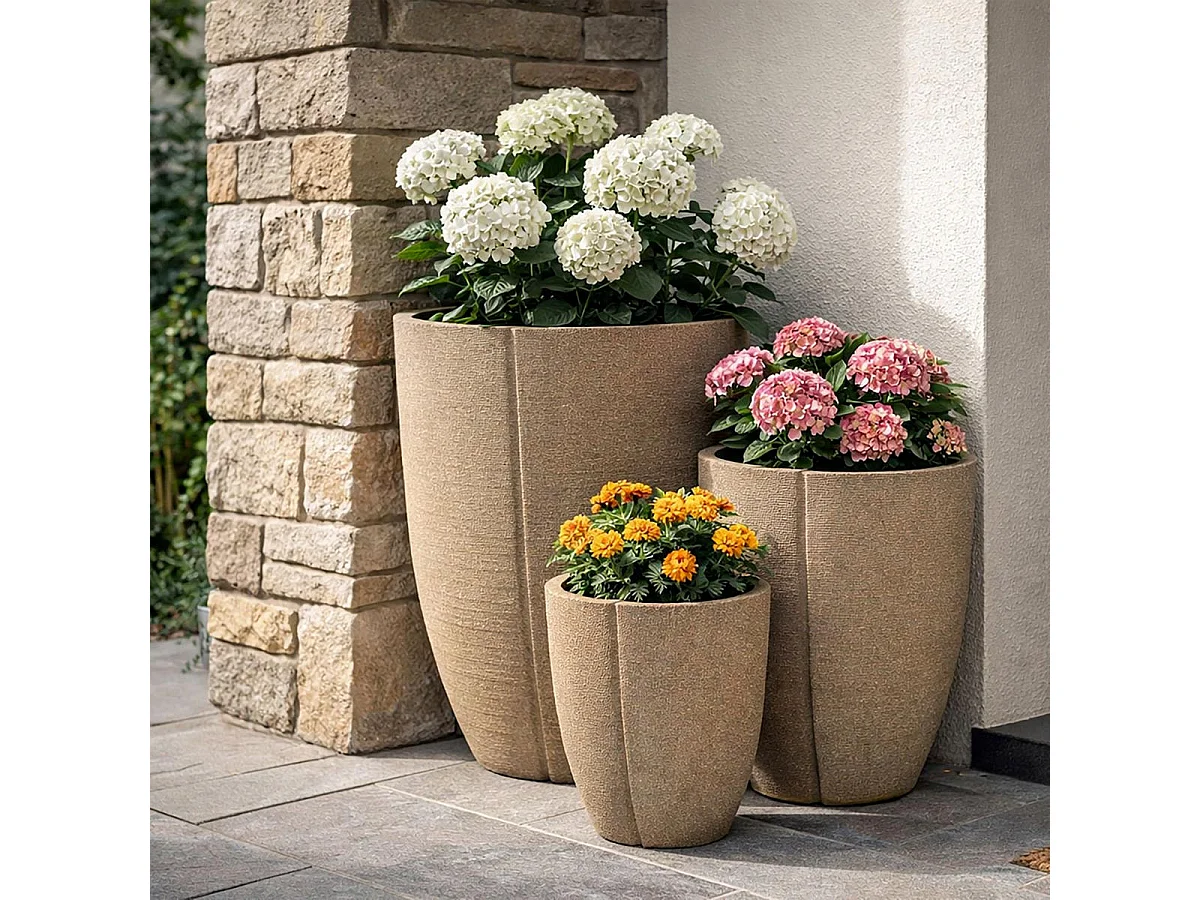 Lot de 3 Cache-Pots "Peru" 50cm Gris