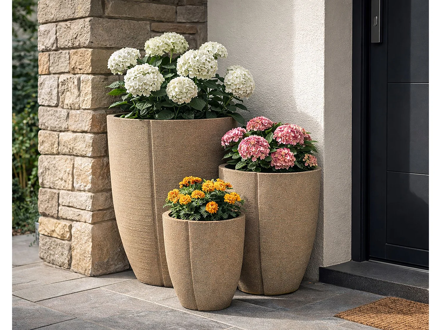 Lot de 3 Cache-Pots "Peru" 50cm Gris
