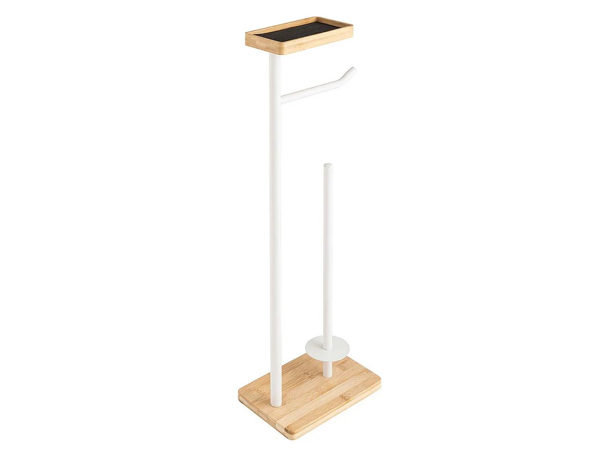 Dérouleur Papier WC en Bambou "Filano" 65cm Blanc & Naturel