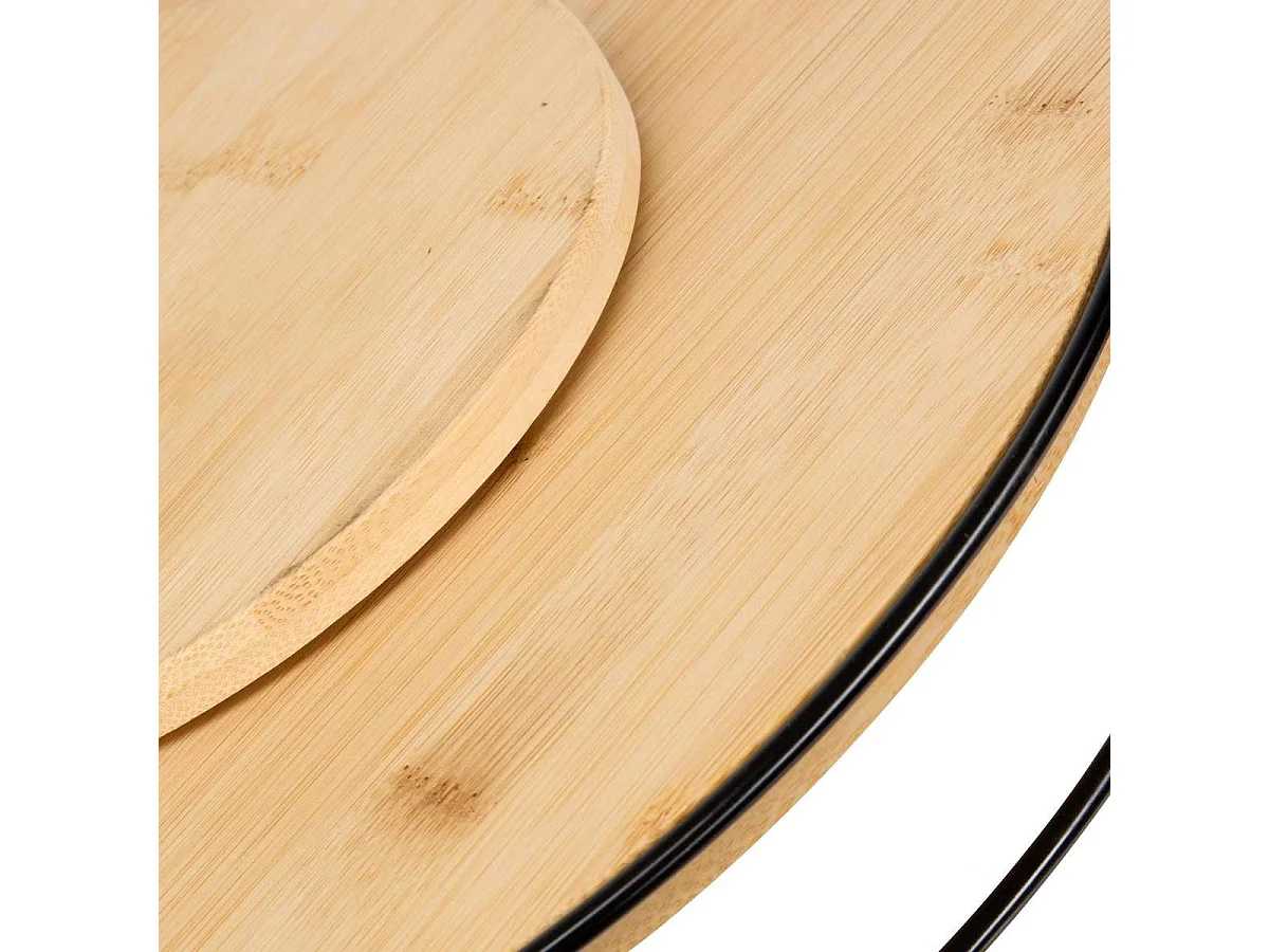 Plateau Pivotant Rond "Black Bamboo" 35cm Naturel