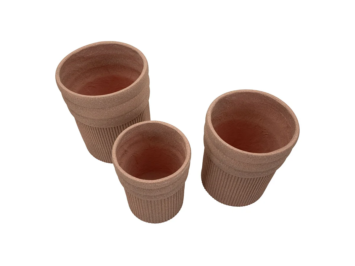 Lot de 3 Cache-Pots "Colombia" 50cm Rouge
