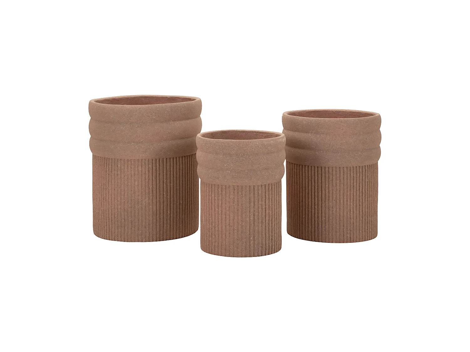 Set mit 3 Übertöpfen aus Polyresin "Colombia Tris" für den Außenbereich – Moderne rote Vasen, Ø 41,5 x 50, 36 x 45, 30,5 x 39,5 cm – Robust und dekorativ
