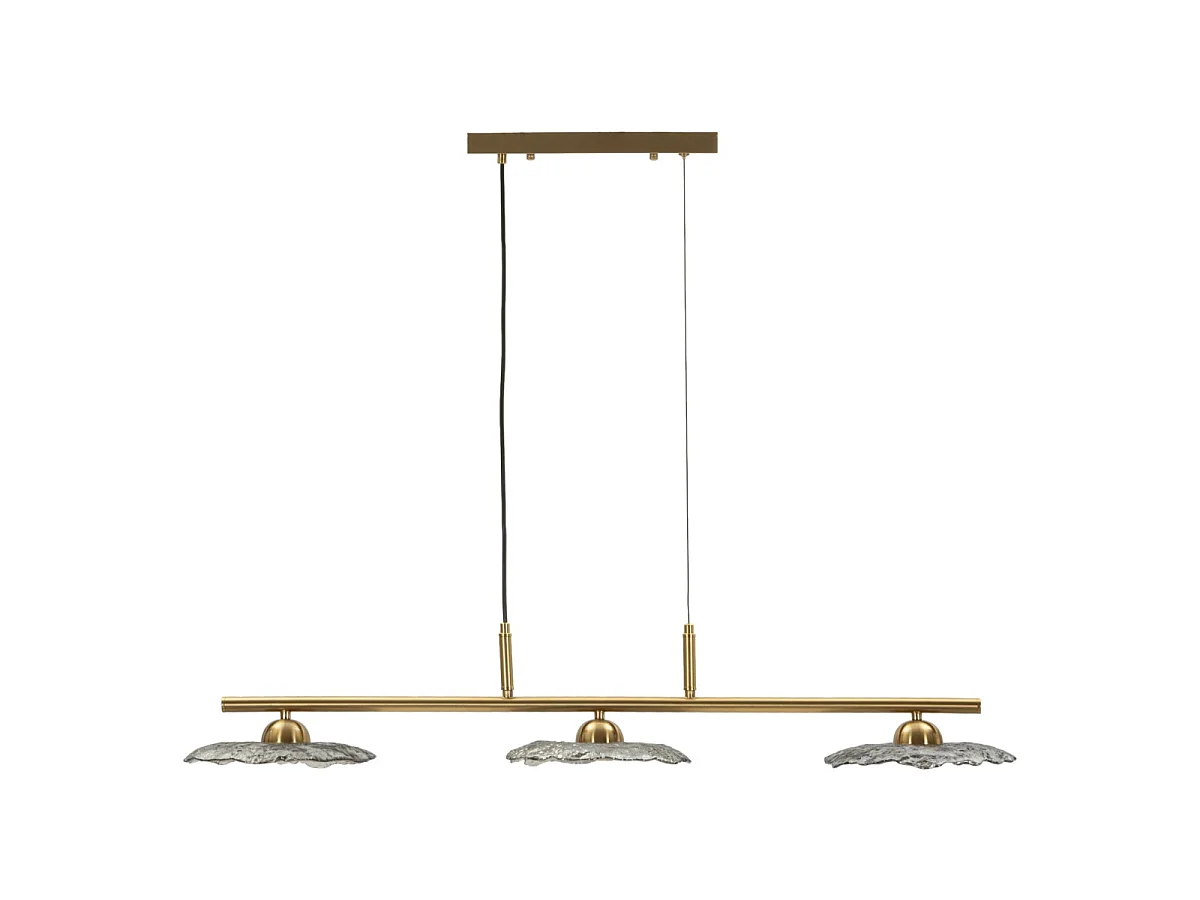 Emily 3-lichts glamour kroonluchter - gouden metalen frame en rookgrijs glas, modern design, E27 fitting - 100x24x18 cm