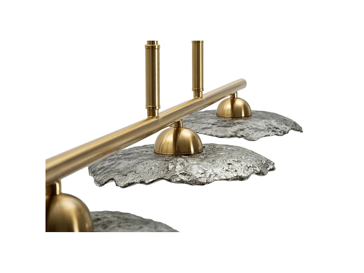 Emily 3-lichts glamour kroonluchter - gouden metalen frame en rookgrijs glas, modern design, E27 fitting - 100x24x18 cm
