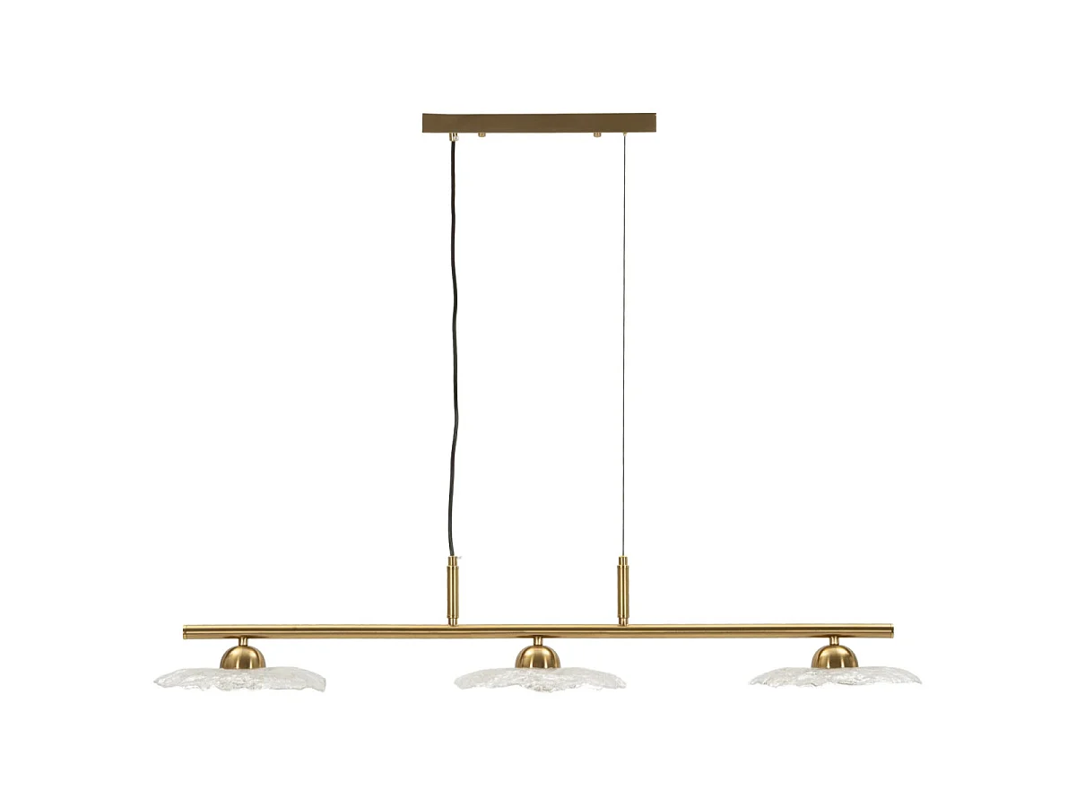Emily 3-lichts glamour kroonluchter - Gouden metalen en transparante glazen structuur, modern en helder design, E27 fitting - 100x24x18 cm