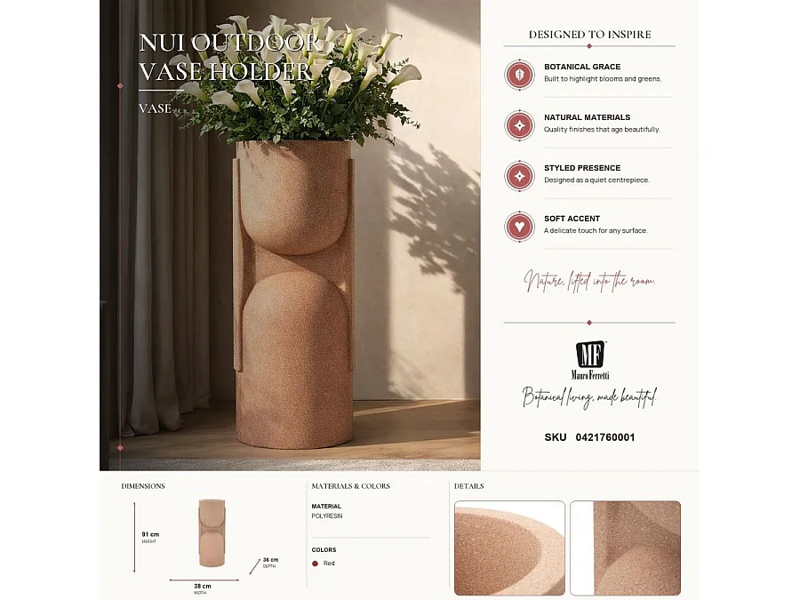 Cache-Pot Design "Nui" 91cm Terracotta