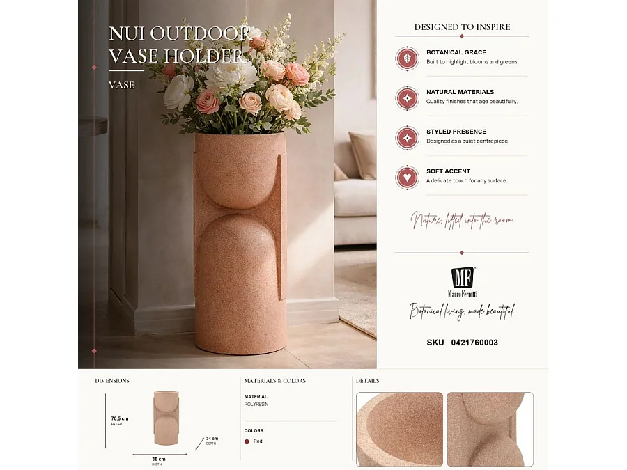 Cache-Pot Design "Nui" 70cm Terracotta