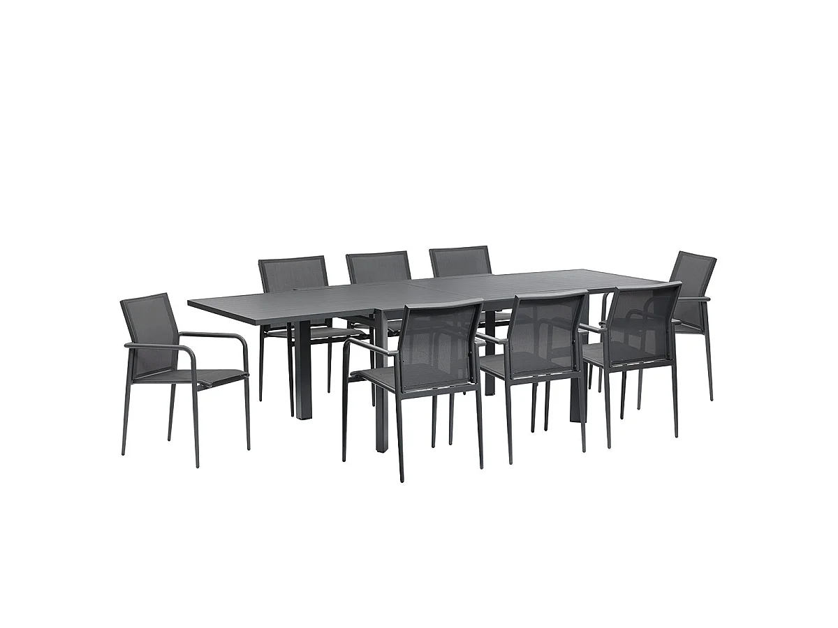 Set da giardino in alluminio e textilene grigio per 6-10 persone