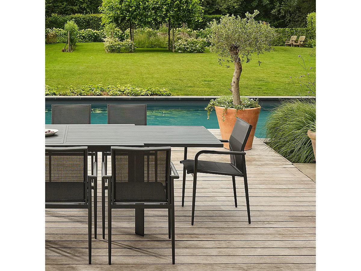 Set da giardino in alluminio e textilene grigio per 6-10 persone