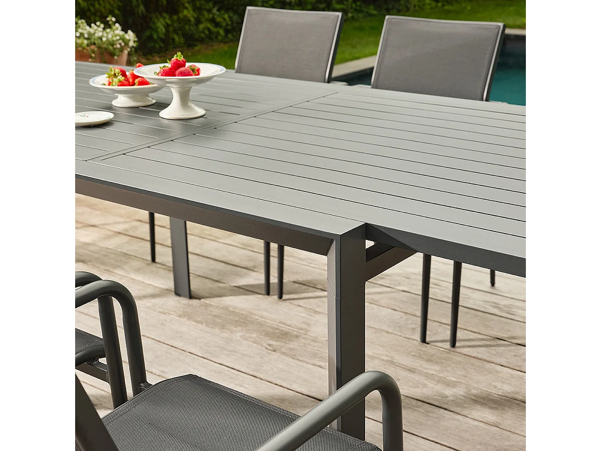 Set da giardino in alluminio e textilene grigio per 6-10 persone