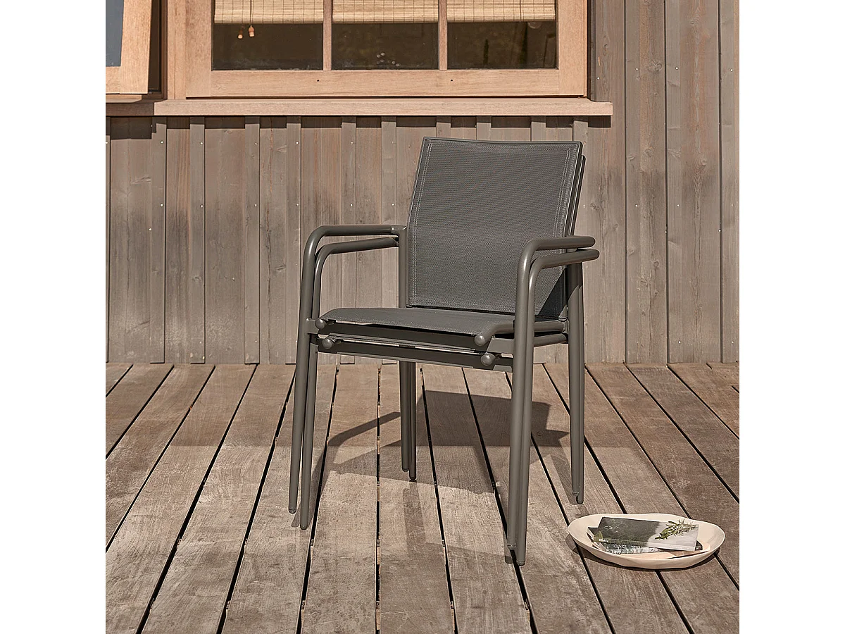 Set da giardino in alluminio e textilene grigio per 6-10 persone