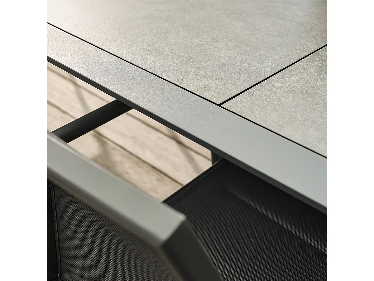 Salon de jardin aluminium et textilène gris 6/10 pers.