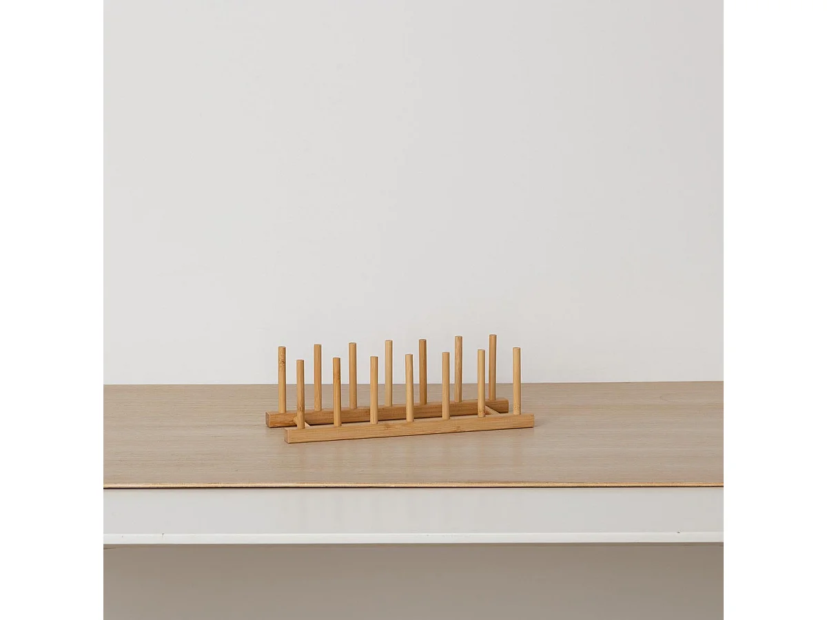 Rack de Rangement 6 Assiettes "Bambou" 30cm Naturel