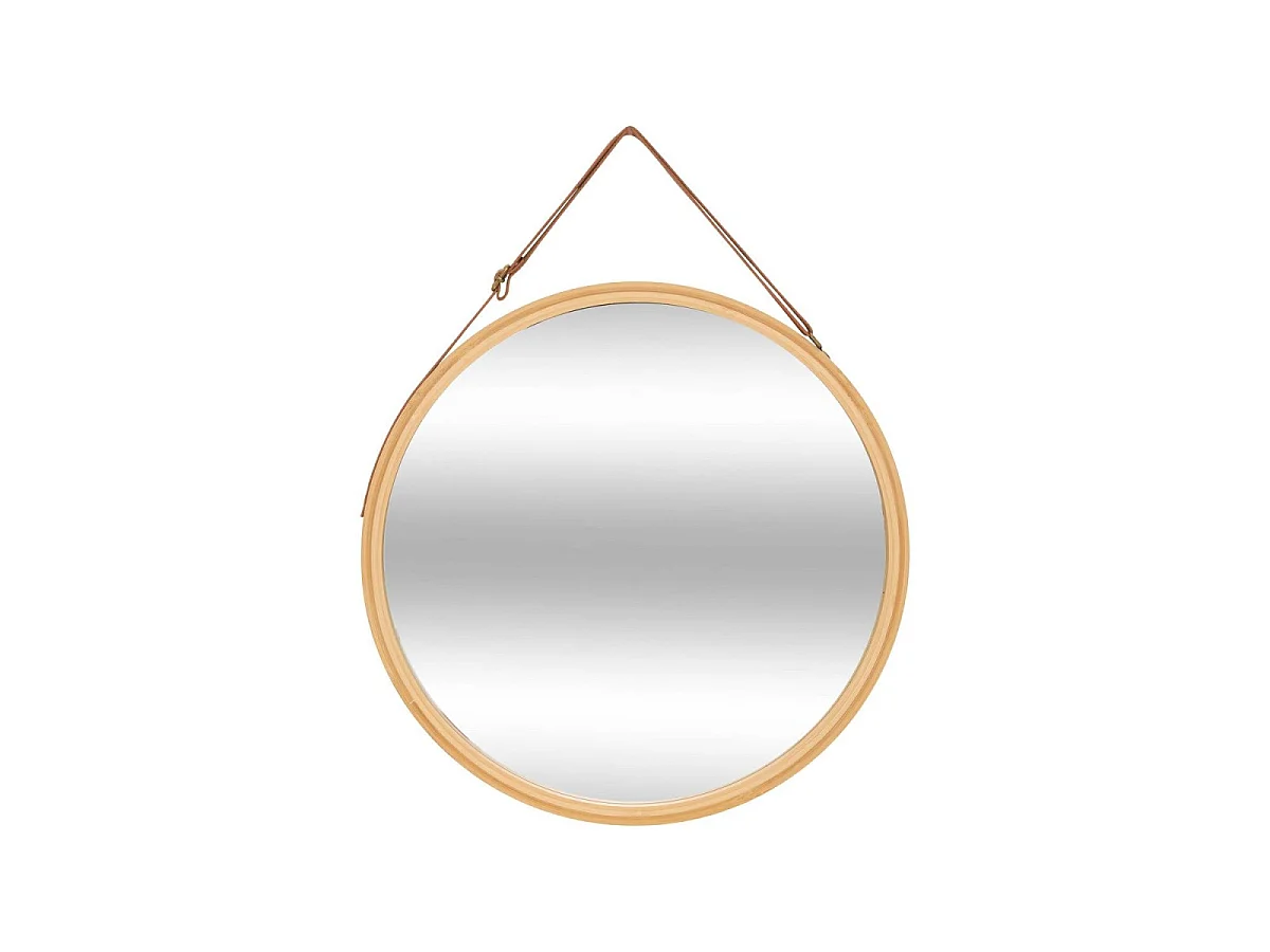 Miroir Mural Rond en Bambou "Naé" 38cm Naturel