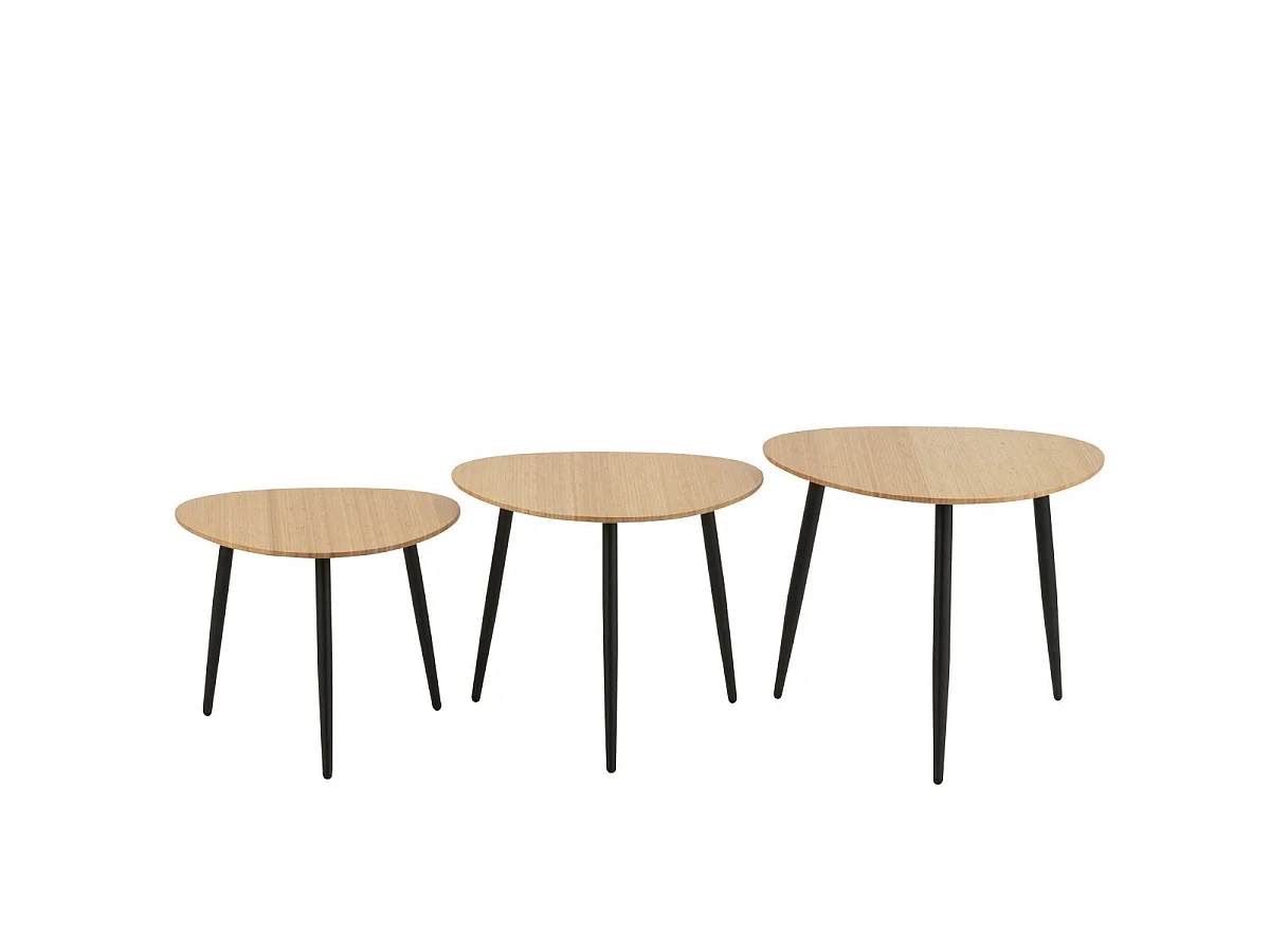 Lot de 3 Tables Basses Gigognes "Palette" 57cm Naturel