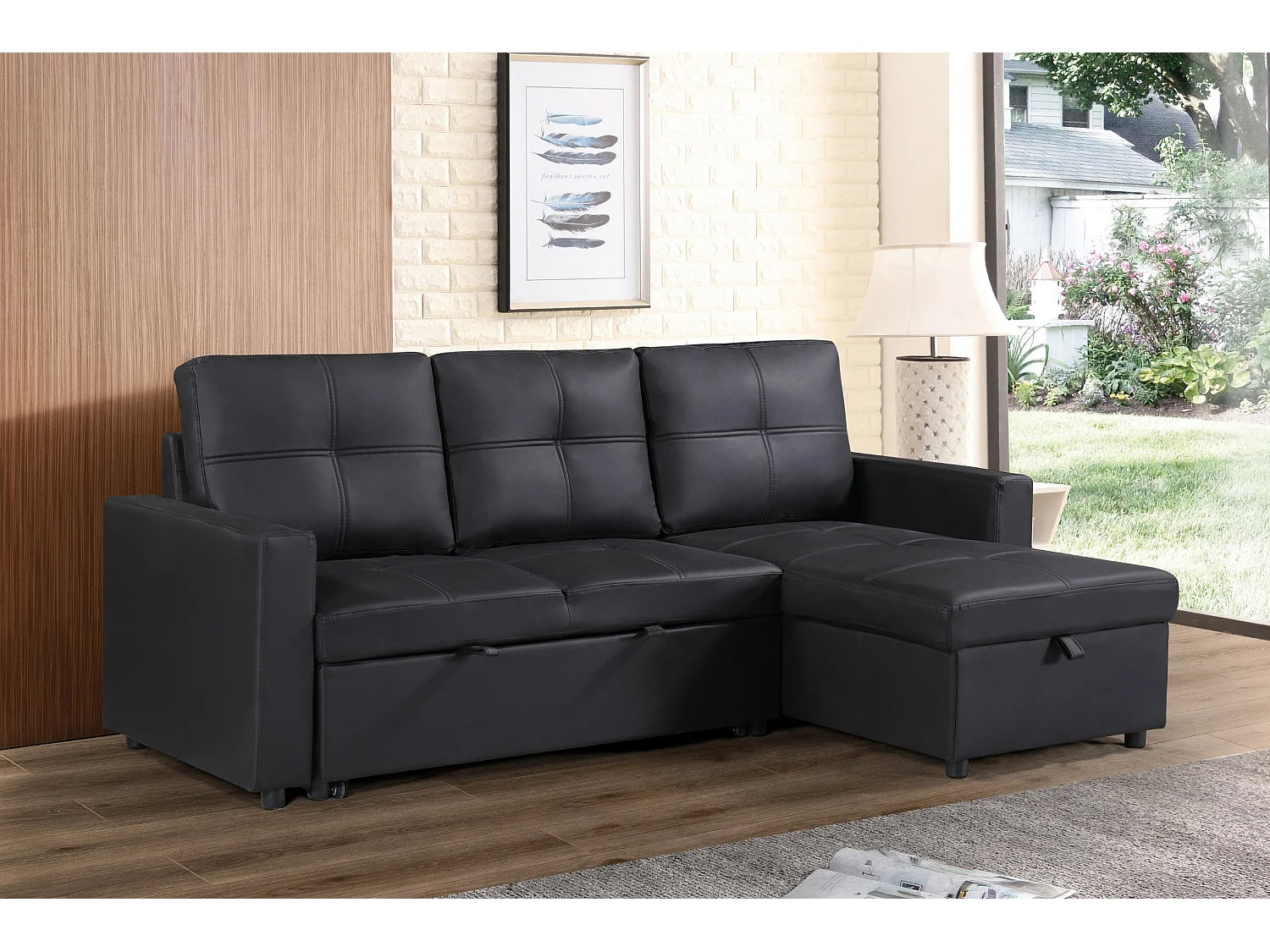Astoria 3 Seater L Shape Convertible Pullout SofaBed with Deep Storage
