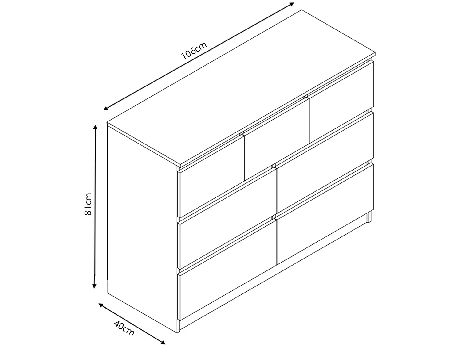 Fairfield Minimalist Chest of Drawer Gloss 7 Drawer
