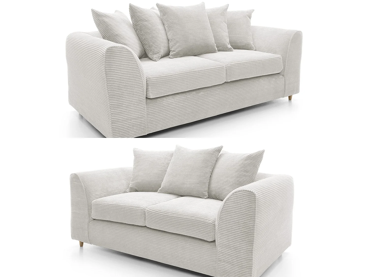 Lennox Jumbo Cord 3+2 Sofa Set in Cream