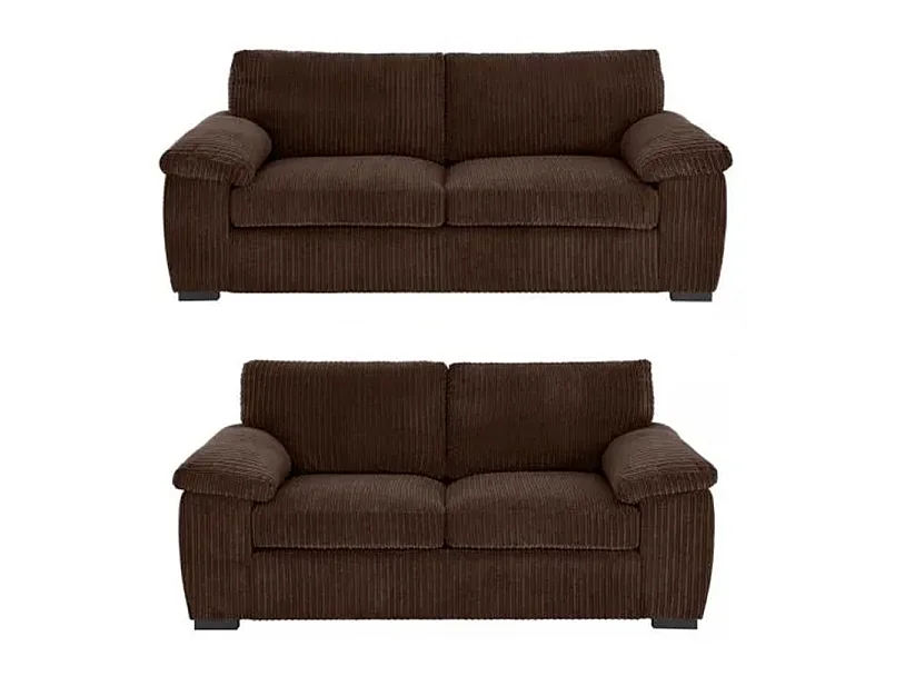 Capri Jumbo Cord 3+2 Sofa Set in Chocolate Brown