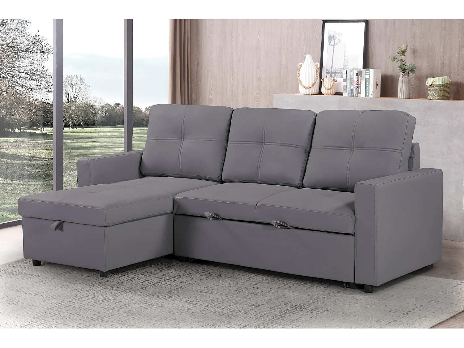 Astoria 3 Seater L Shape Convertible Pullout SofaBed with Deep Storage