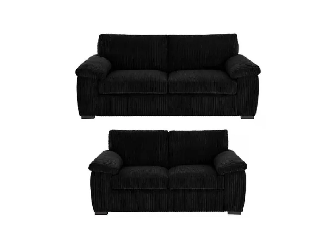 Positano Jumbo Cord Fabric 3+2 Seater Sofa Set in Black