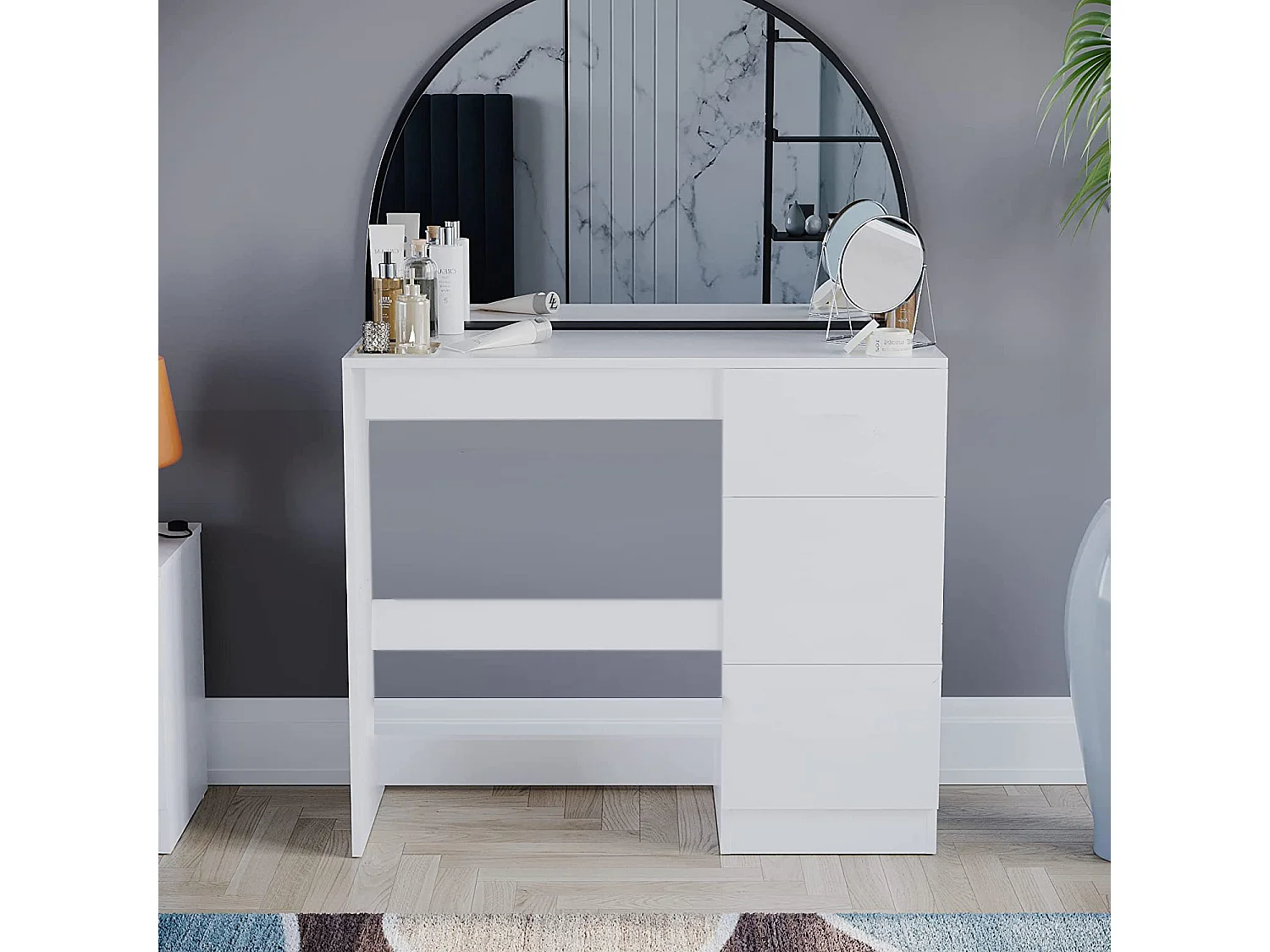 Fairfield Minimalist Dressing Table Makeup Vanity Table with Gloss 3 Drawers