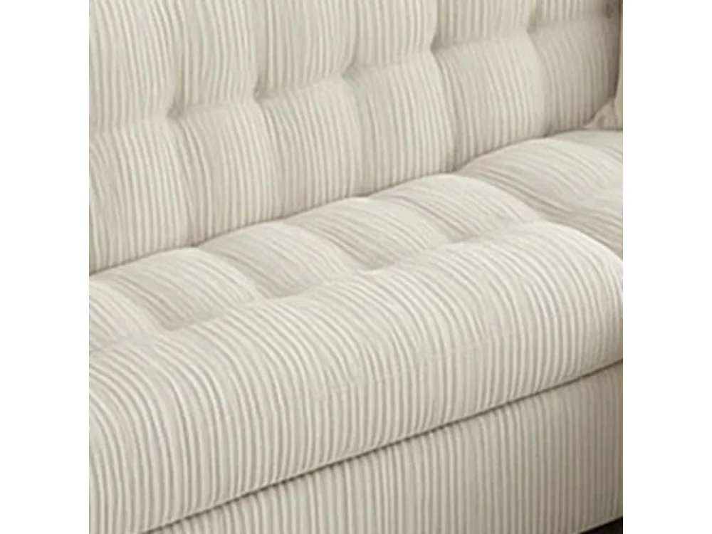 Modena Jumbo Cord 3-Seater Pull Out Sofabed with Reversible Storage Chaise, L-Shape Corner Sofa in Cream