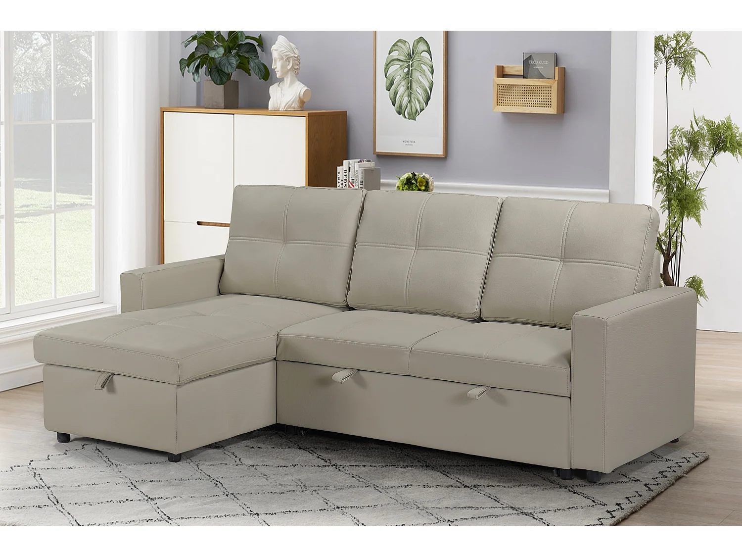 Astoria 3 Seater L Shape Convertible Pullout SofaBed with Deep Storage