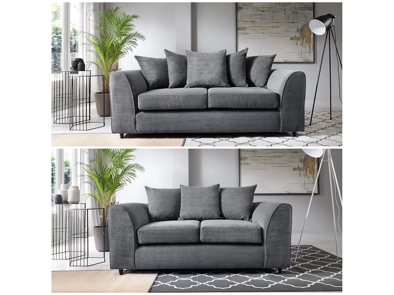 Lennox Jumbo Cord 3+2 Sofa Set in Grey