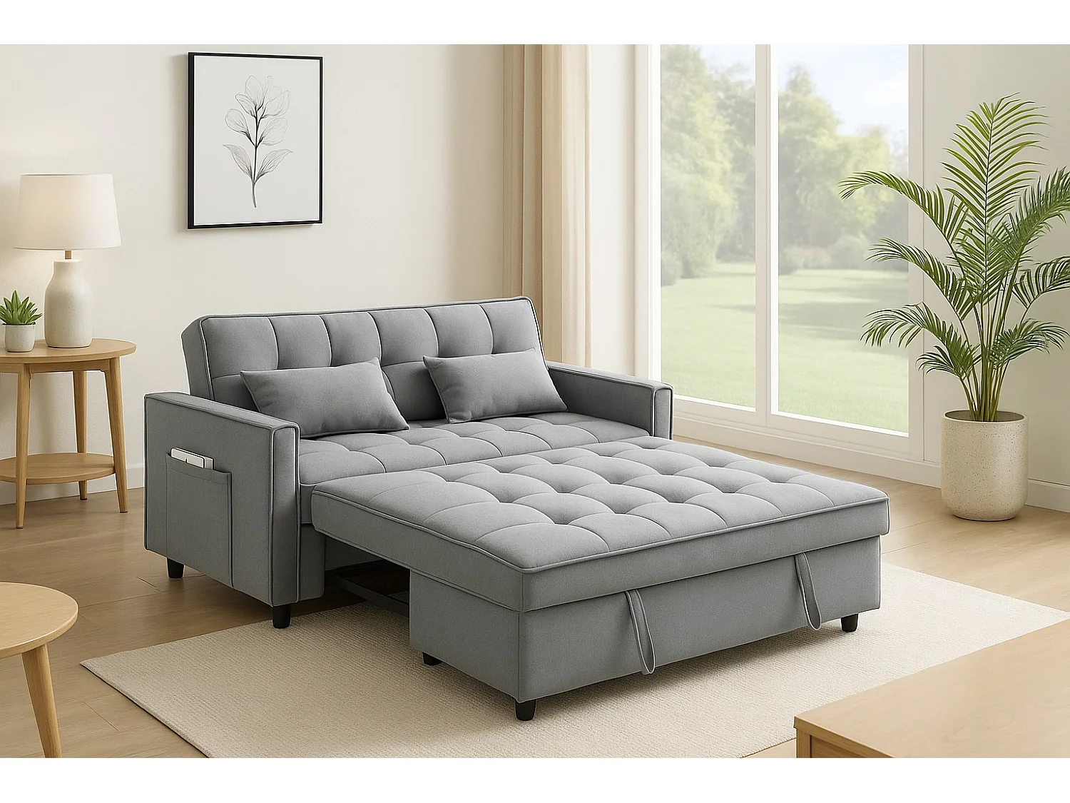 Palermo 2 Seater Sofa Bed Pull Out Convertible Double Sofa Bed